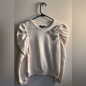 Cream Embellished Sweater Top